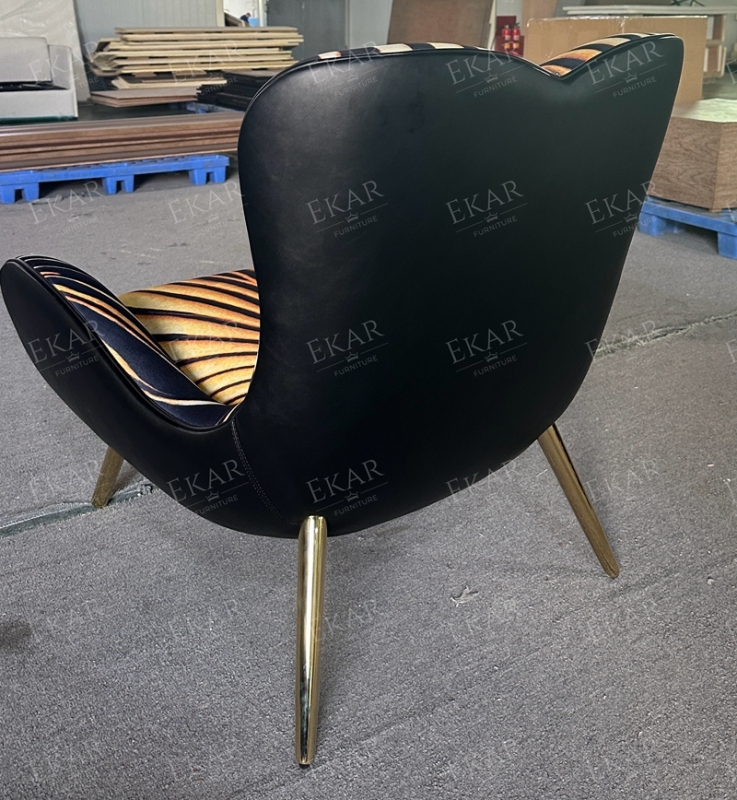 Modern Brass Lounge Chair with Fabric and Ultra-Fine Detailing