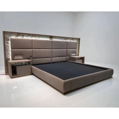 Luxurious and elegant brushed champagne gold widescreen bedroom bed