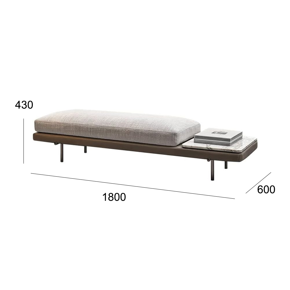 Modern Living Room Bench with Upholstered Seat and Wooden Legs