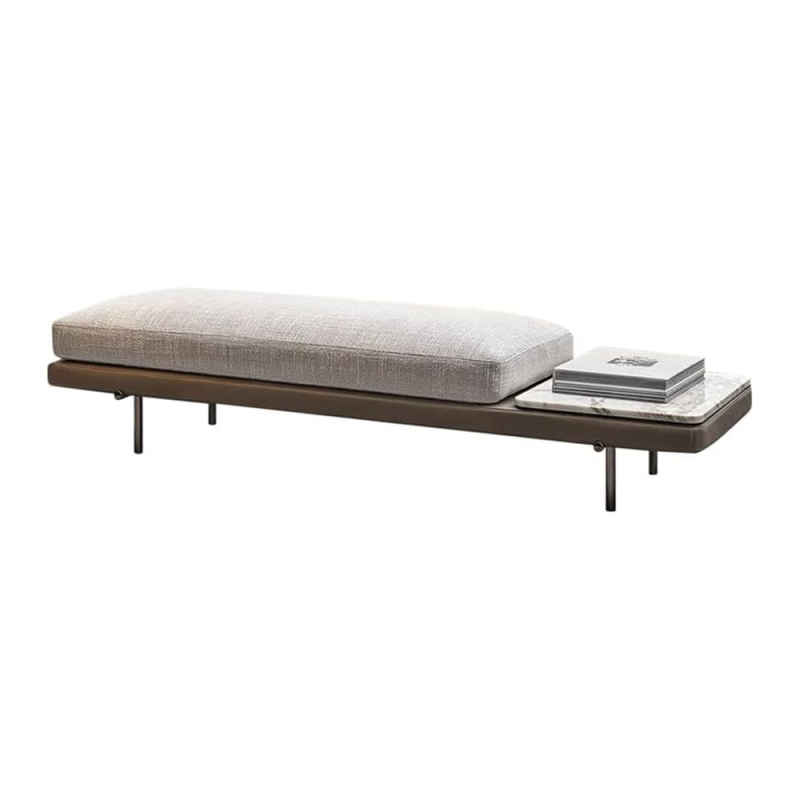 Modern Living Room Bench with Upholstered Seat and Wooden Legs
