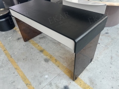 Modern Glass Top Office Desk with Metal Frame for Home or Workspace
