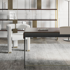 Modern Glass Top Office Desk with Metal Frame for Home or Workspace