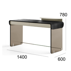 Modern Glass Top Office Desk with Metal Frame for Home or Workspace