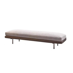 Modern Living Room Bench with Upholstered Seat and Wooden Legs