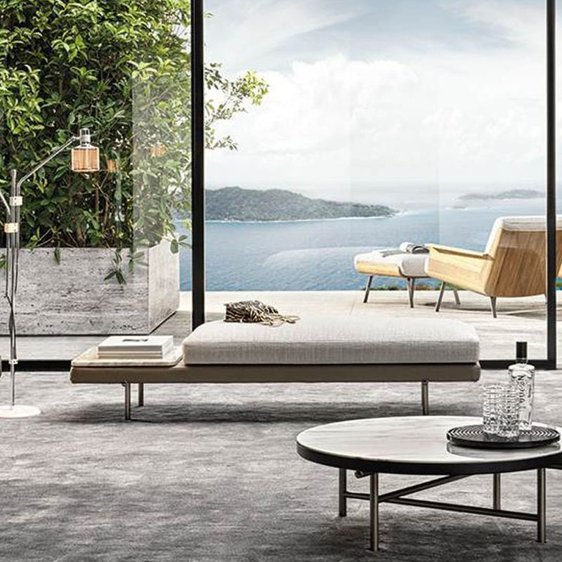Modern Living Room Bench with Upholstered Seat and Wooden Legs