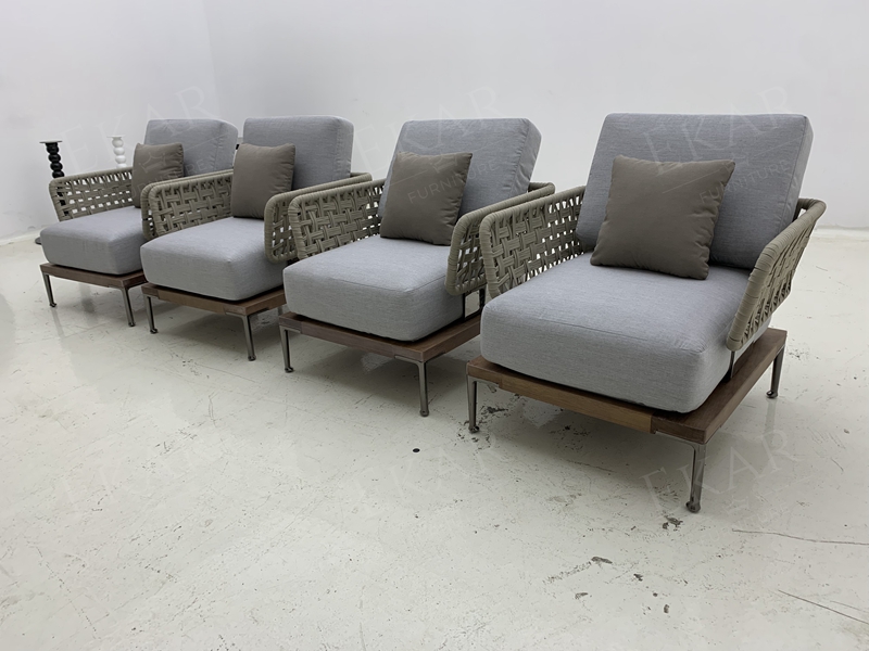 Modern Wicker Armchair with Plush Waterproof Cushions