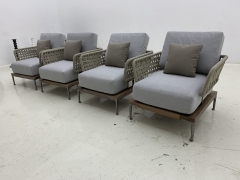 Modern Wicker Armchair with Plush Waterproof Cushions