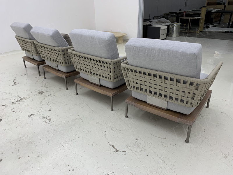 Modern Wicker Armchair with Plush Waterproof Cushions