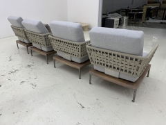 Modern Wicker Armchair with Plush Waterproof Cushions