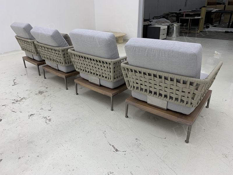 Modern Wicker Armchair with Plush Waterproof Cushions