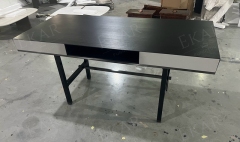 Modern Office Desk with Wooden Top and Metal Frame for Home or Workspace
