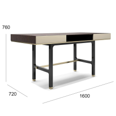 Modern Office Desk with Wooden Top and Metal Frame for Home or Workspace