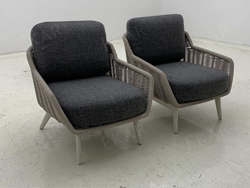 Elegant Rattan Lounge Chair and Ottoman Set for Outdoors