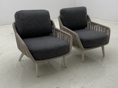 Elegant Rattan Lounge Chair and Ottoman Set for Outdoors