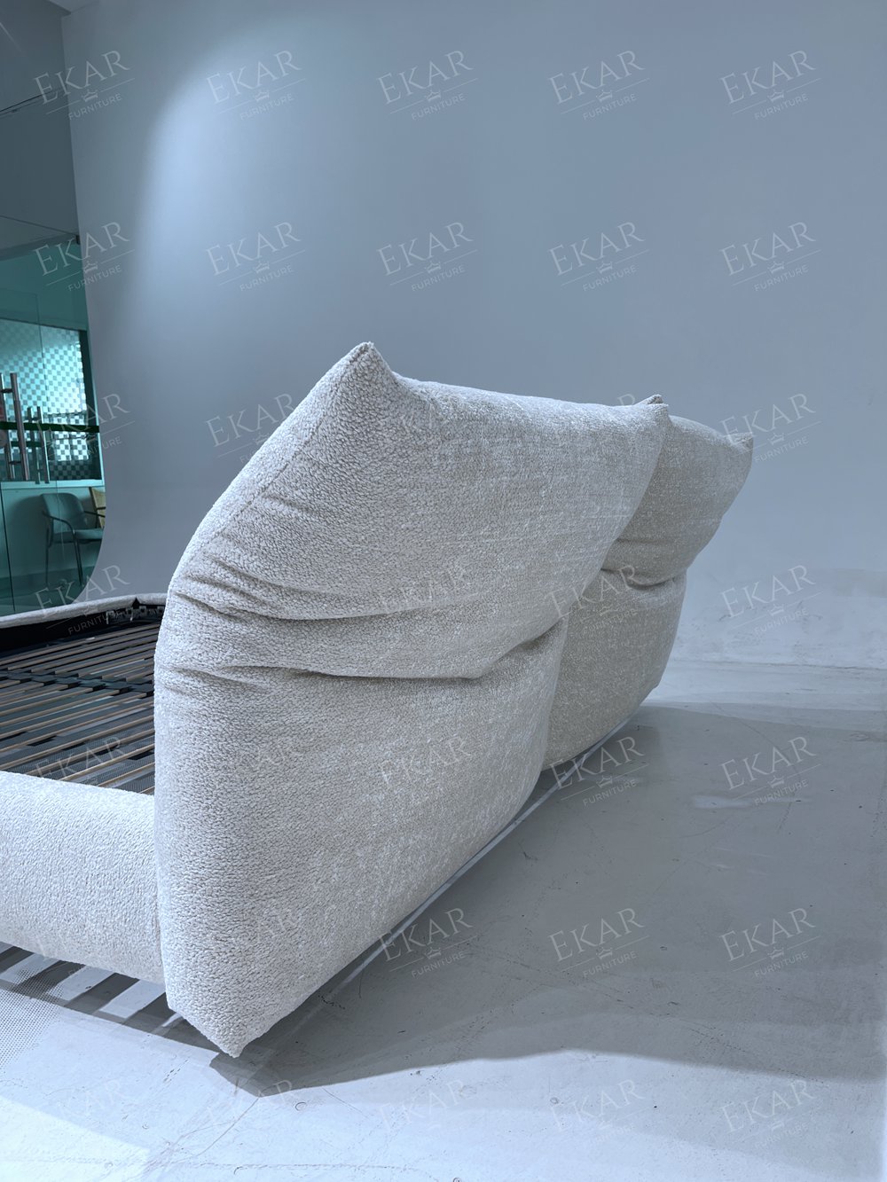Metal Frame Bed with Upholstered Headboard