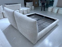 Metal Frame Bed with Upholstered Headboard