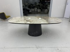 EKAR Cone Pedestal Oval Dining Table | Modern Minimalist Stone Top Dining Table | EKAR FURNITURE WHCD207