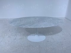 Sleek White High-Gloss Marble Beveled Edge Dining Table