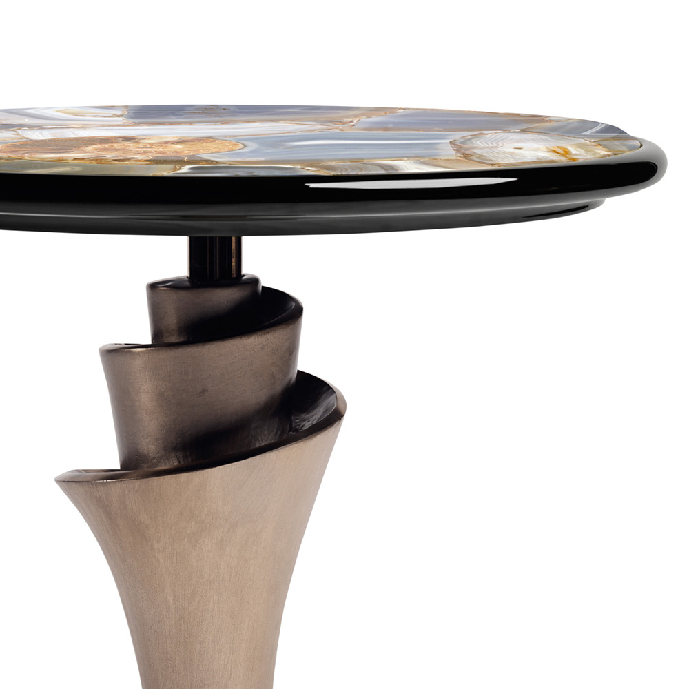 Modern Round Side Table with Marble Top and Metal Frame for Living Room