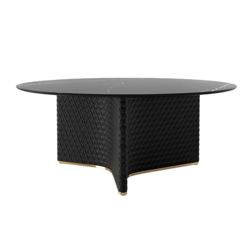 Modern Round Dining Table with Wooden Top and Metal Base for Kitchen or Dining Room
