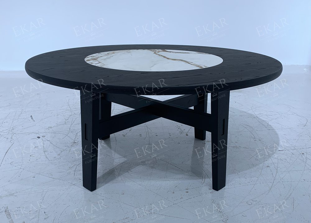 Modern Round Dining Table with Hidden Lazy Susan | High-End Seating | EKAR FURNITURE