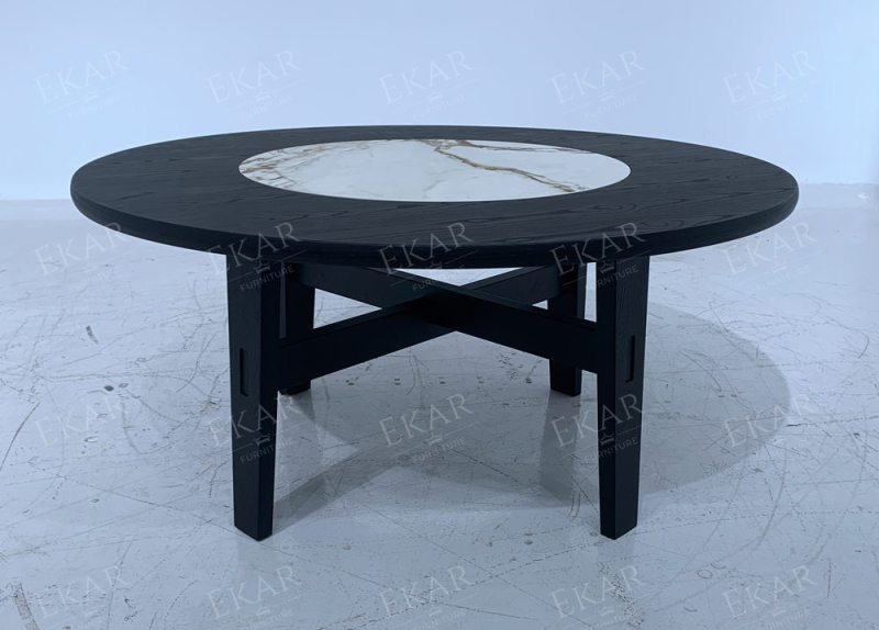 Modern Round Dining Table with Hidden Lazy Susan | High-End Seating | EKAR FURNITURE