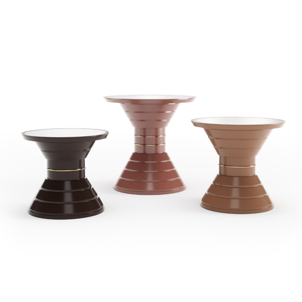 Modern Round Side Table with Wooden Top and Metal Frame for Living Room