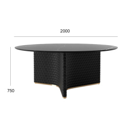 Modern Round Dining Table with Wooden Top and Metal Base for Kitchen or Dining Room