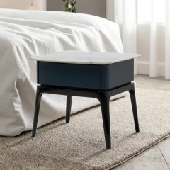 Modern Nightstand with Drawer and Open Shelf for Bedroom Storage
