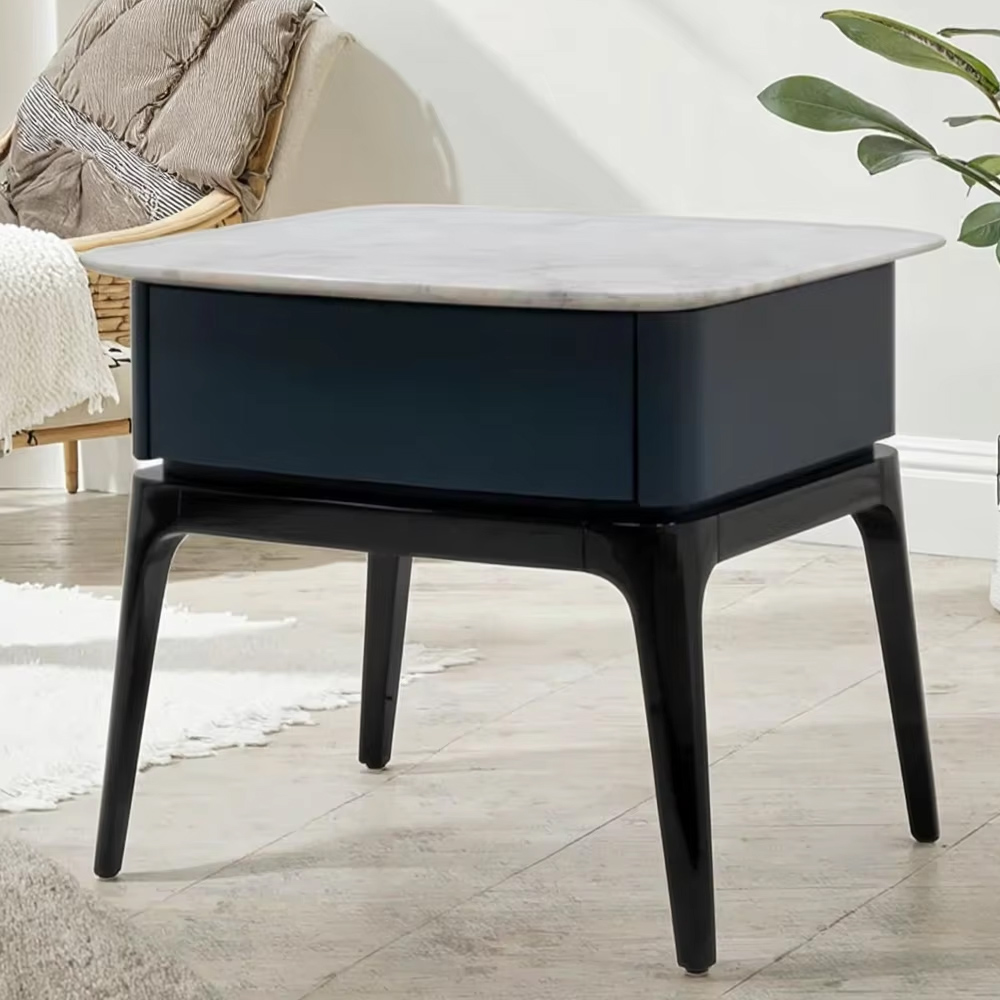 Modern Nightstand with Drawer and Open Shelf for Bedroom Storage