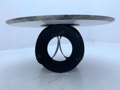 EKAR Loop Sculptural Base Round Dining Table | Modern Statement Marble & Glass Top Dining Table | EKAR FURNITURE