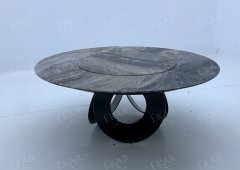 EKAR Loop Sculptural Base Round Dining Table | Modern Statement Marble & Glass Top Dining Table | EKAR FURNITURE