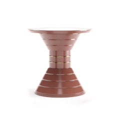 Modern Round Side Table with Wooden Top and Metal Frame for Living Room