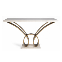 Modern Metal Console Table with Wooden Top for Entryway or Living Room
