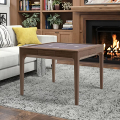 Modern Square Game Table with Felt Surface and Wooden Frame