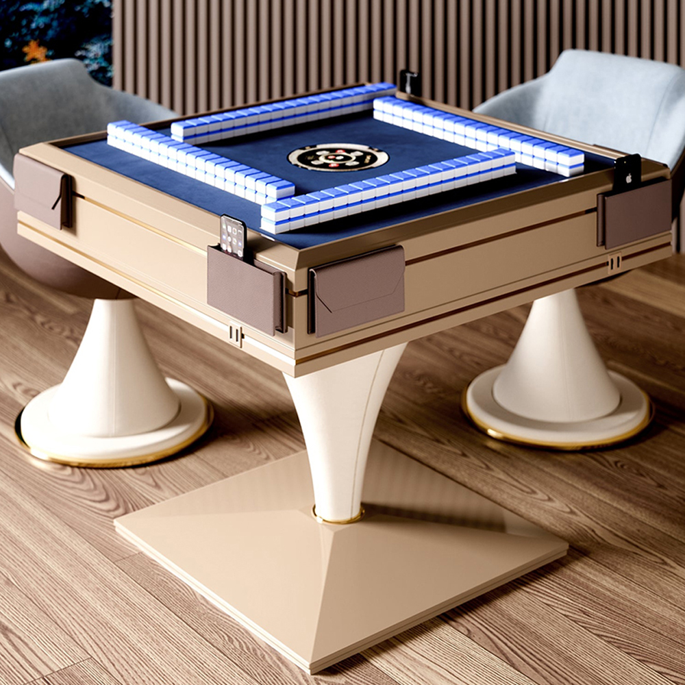 Modern Mahjong Table with Felt Surface and Wooden Frame