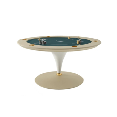 Modern Round Game Table with Felt Surface and Wooden Frame