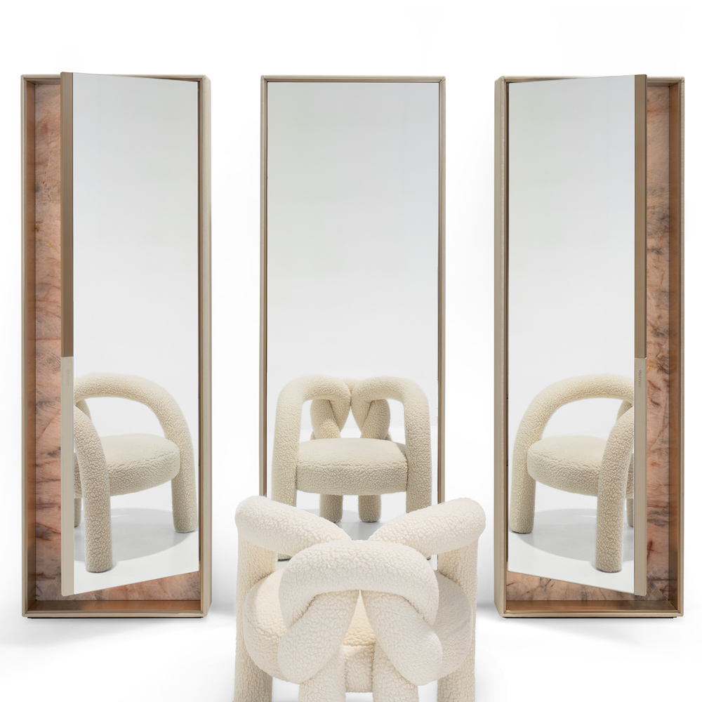 Modern Floor Mirror with Wooden Frame for Bedroom or Dressing Area