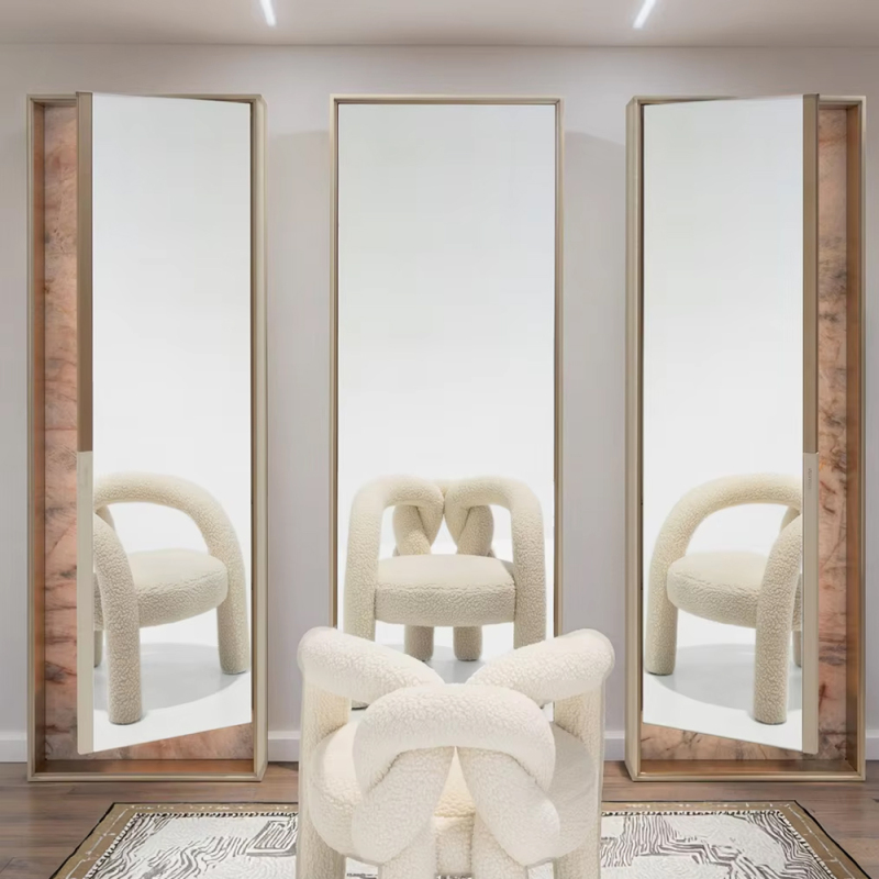 Modern Floor Mirror with Wooden Frame for Bedroom or Dressing Area