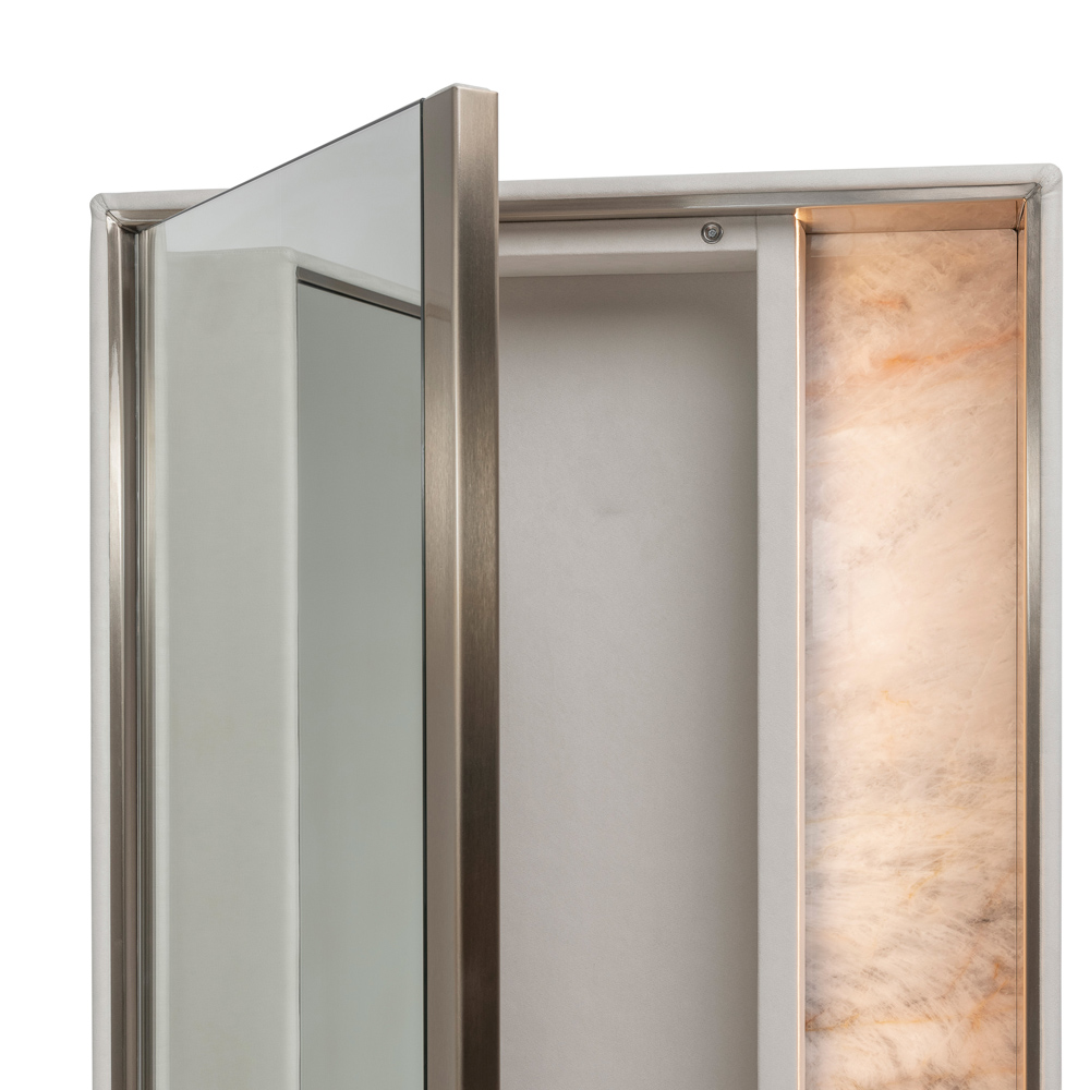 Modern Floor Mirror with Wooden Frame for Bedroom or Dressing Area