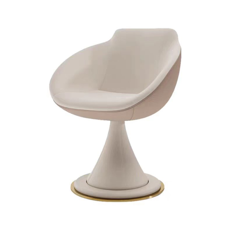 Modern Round Mahjong Chair with Upholstered Seat and Wooden Legs