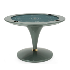 Modern Round Game Table with Felt Surface and Wooden Frame