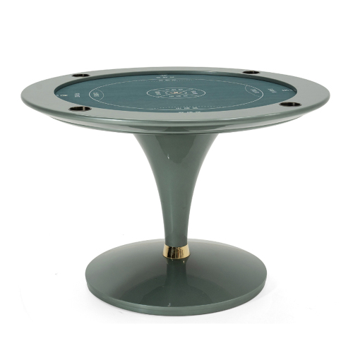 Modern Round Game Table with Felt Surface and Wooden Frame