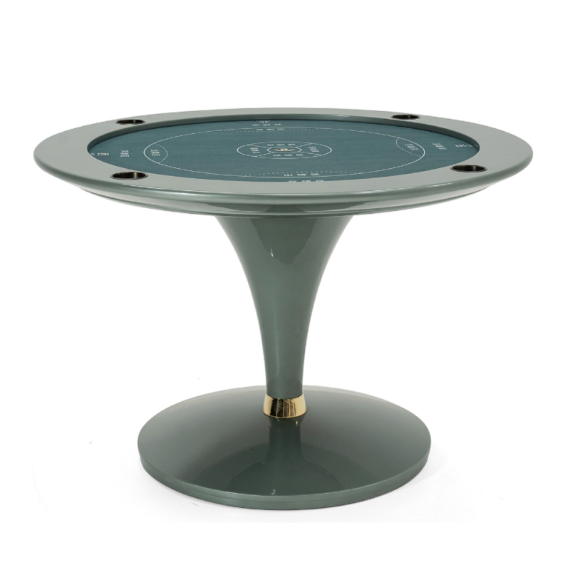 Modern Round Game Table with Felt Surface and Wooden Frame