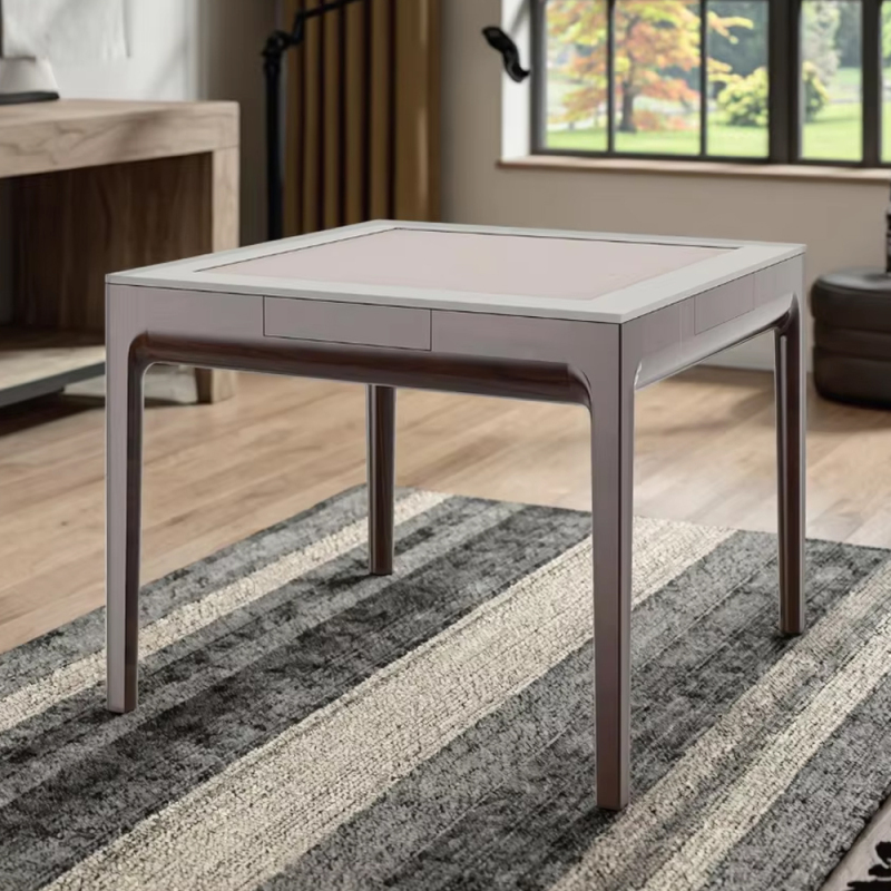 Modern Square Game Table with Felt Surface and Wooden Frame