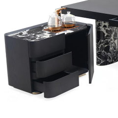 Modern Marble Tea Table with Metal Frame for Living Room