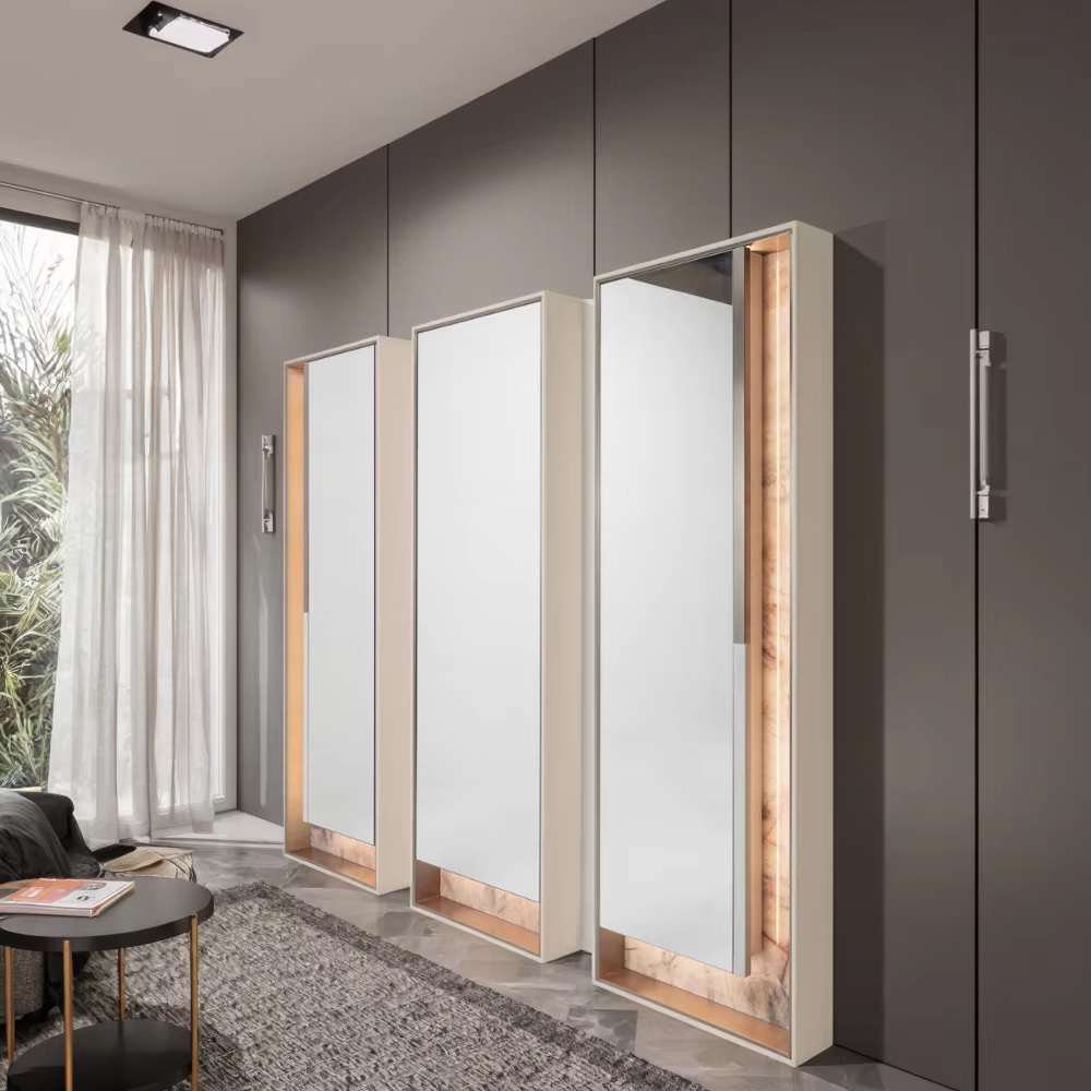 Modern Floor Mirror with Wooden Frame for Bedroom or Dressing Area