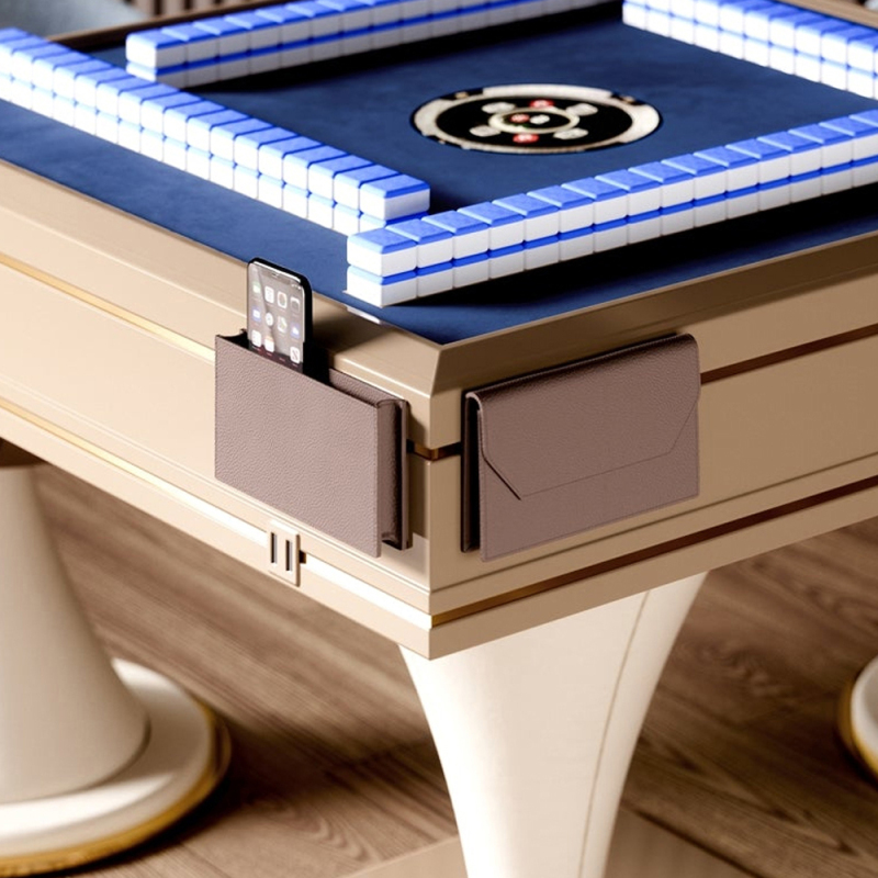 Modern Mahjong Table with Felt Surface and Wooden Frame