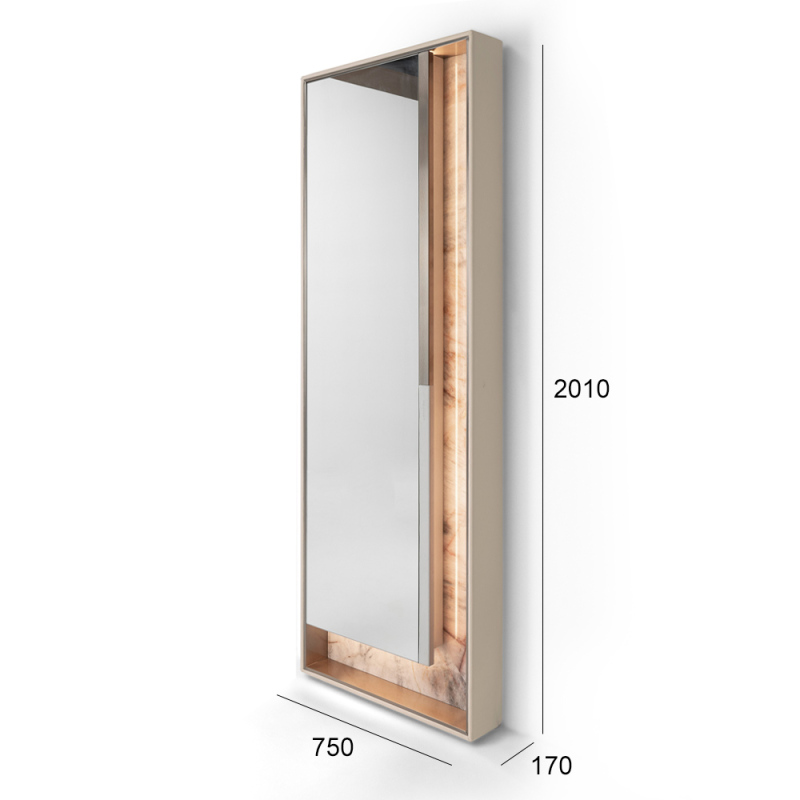 Modern Floor Mirror with Wooden Frame for Bedroom or Dressing Area