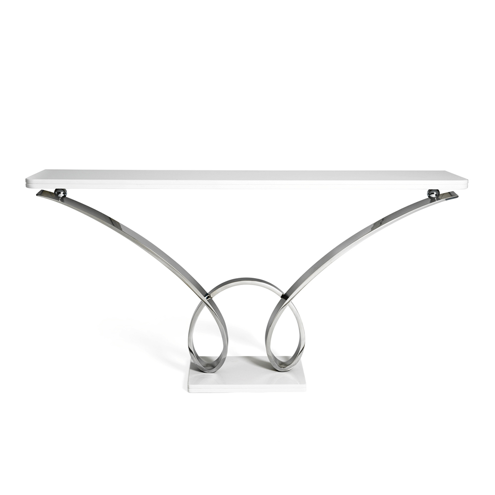 Modern Metal Console Table with Wooden Top for Entryway or Living Room